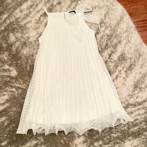Girls White/Dots Sleeveless Formal Dress
